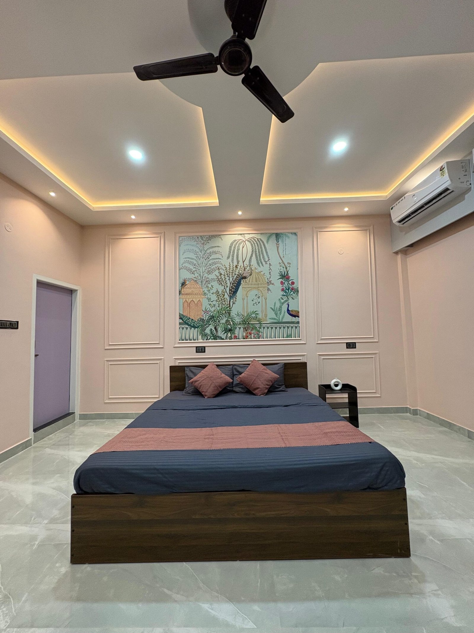 Home pink bedroom with bed view copy copy